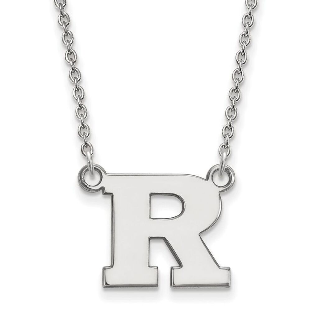 Sterling Silver Rutgers Small Initial R Pendant Necklace